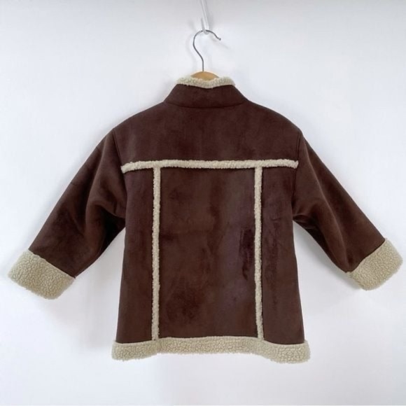 NWT Hanna Andersson Sherpa Jacket Size 90 (US 3) Brown Cozy Fleece Lined Coat - Picture 2 of 7